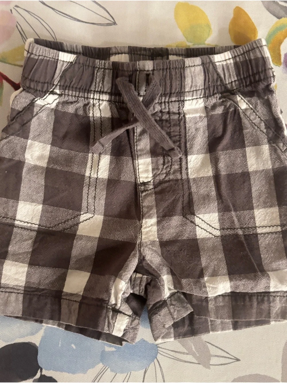 Boy’s Gray Plaid Drawstring Kids Shorts